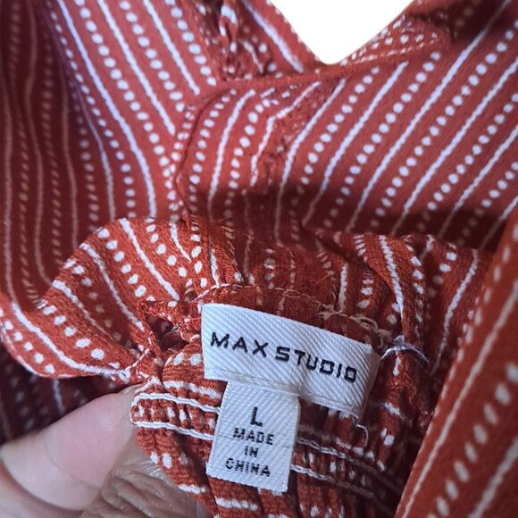 Max Studio Ruffled V-neck Smocked Waist Wide Leg Jumpsuit-Size L-NWOT - Picture 6 of 6